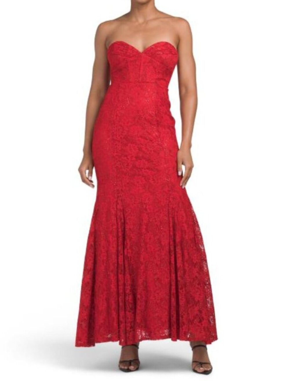 VIOLET WEEKEND Stretch Lace Strapless Gown
